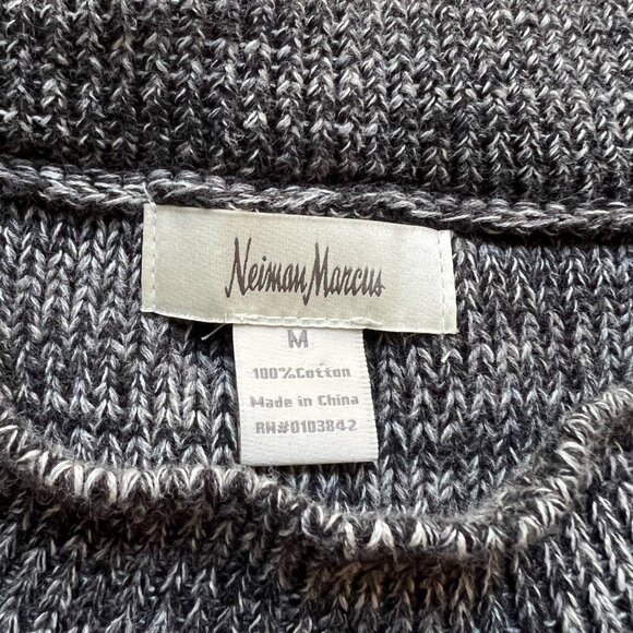 Neiman Marcus Size M Gray Cotton Long Sleeve Round Neck Knit Dress - Picture 9 of 15